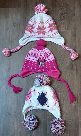 3x dívčí zimní pletené čepice, vel.86/92 a 98, next,86