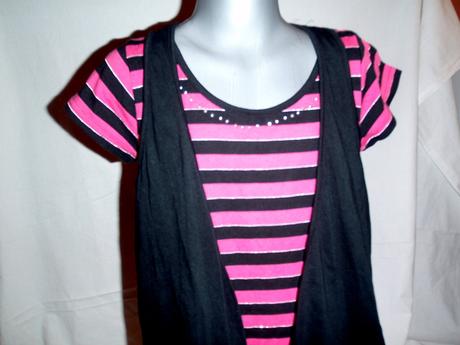 Luxusní cípatý pruhovaný top s černým bolérkem, girl2girl,158