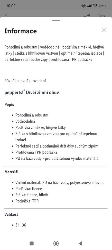 Dívčí zimní obuv pepperts,vel.34, pepperts,34