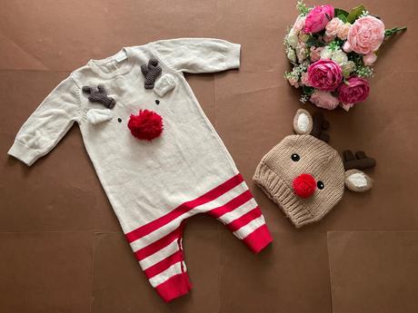 Overál úplet. vánoční s čepičkou - v. 3/6 měs next, 68