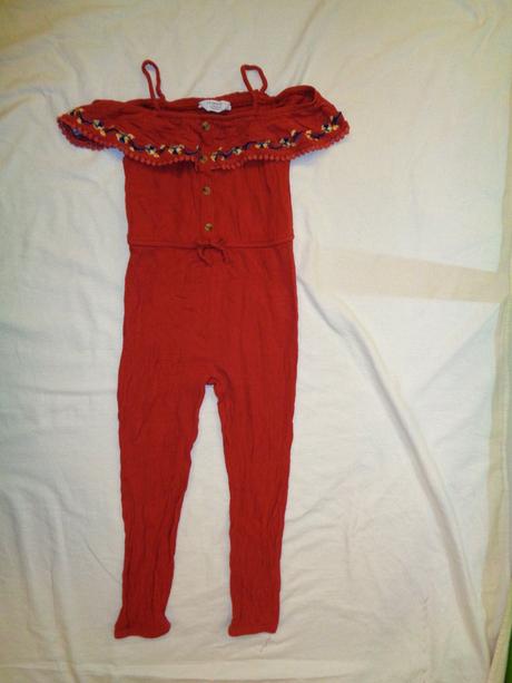 Krásný cihlově červený letní overal, primark,122