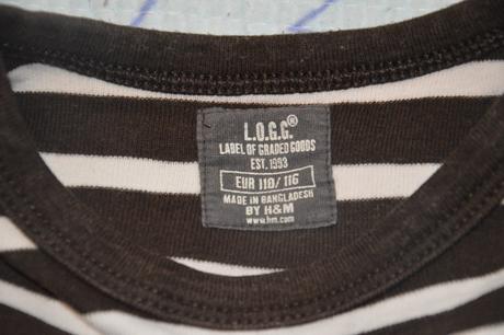 110 116 bavlněné prouhaté triko dlouhý rukáv, h&m,110