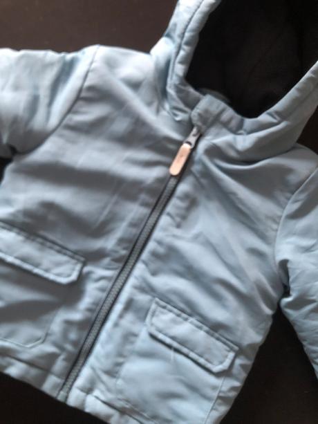 Šedomodrá bunda s kapucí, 80