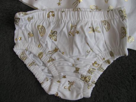 Krásná bavlněná kojenecká souprava se zlatým potis, mothercare,68