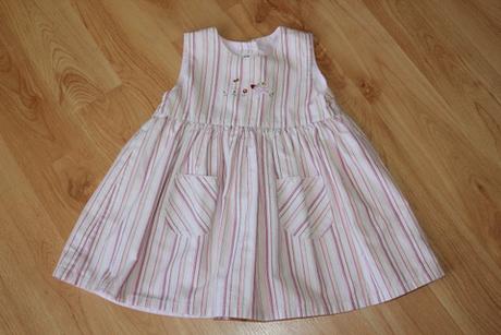 Šatičky šaty h&m - růžový proužek, výšivka vel. 80, h&m,80
