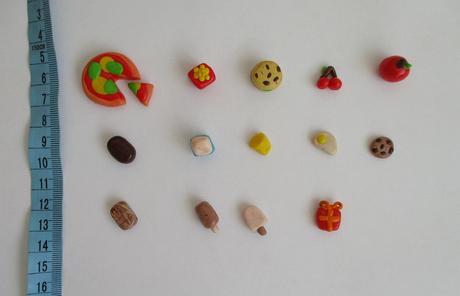 Jídlo do kuchyňky - miniatury z fimo hmoty 14 ks, 