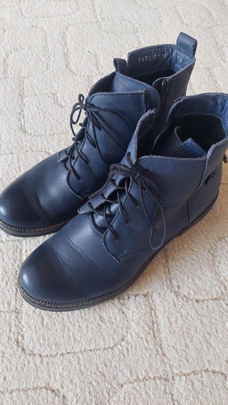 Modré kožené zateplené boty, vel. 39, 39