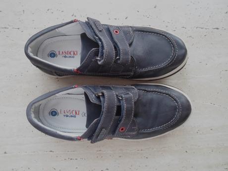 Modré boty polobotky kožené, lasocki,35