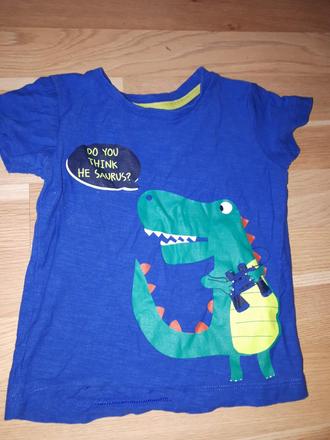 Modré tričko s dinosaurem 92, age,92