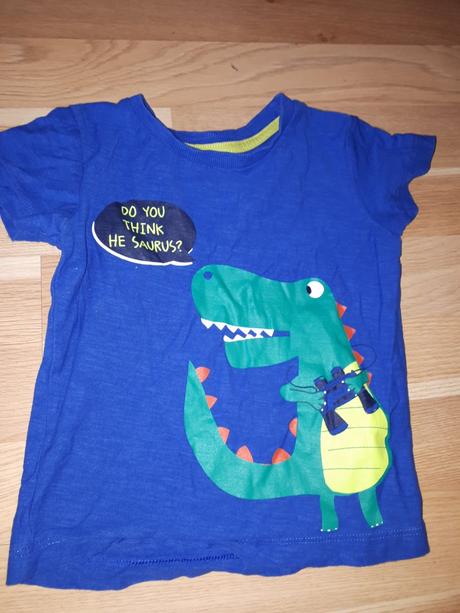 Modré tričko s dinosaurem 92, age,92