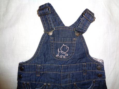 Luxusní riflová laclová sukýnka s kočičkou, h&m,68