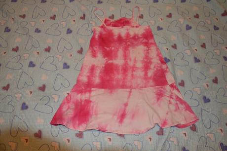 128 134 140 růžové batikované šaty, h&m,134
