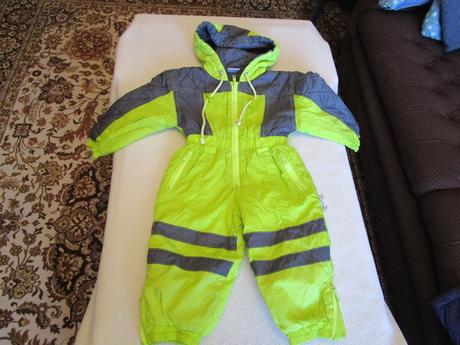 Svítivě zelená zimní kombinéza s kapucí, vel. 80, 80