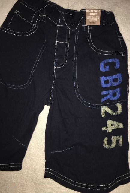 Tmavě modré kraťasy, kontrastní nápis, vel. 5-6 y, next,116