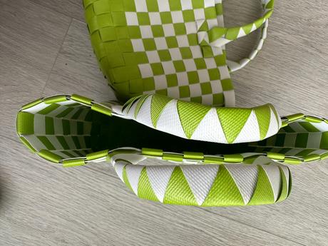 Zeleno-bílé kabelky / košíčky, 2 ks,