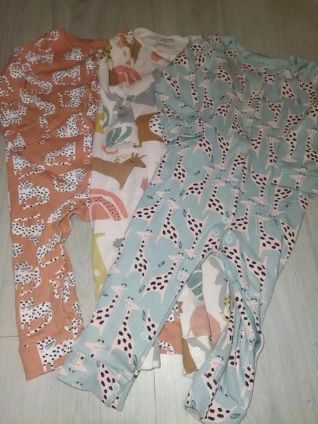 3x žebrované overaly s žirafy, slony 80 next, next,80