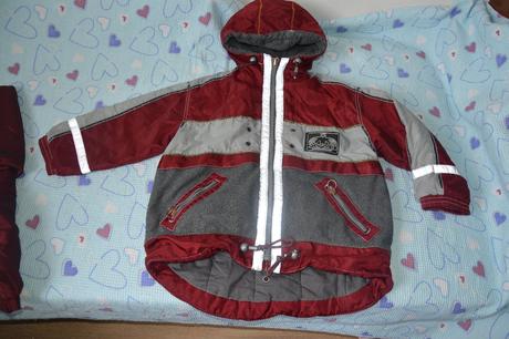 122 128 zimní bunda oteplené kalhoty oteplováky, 122