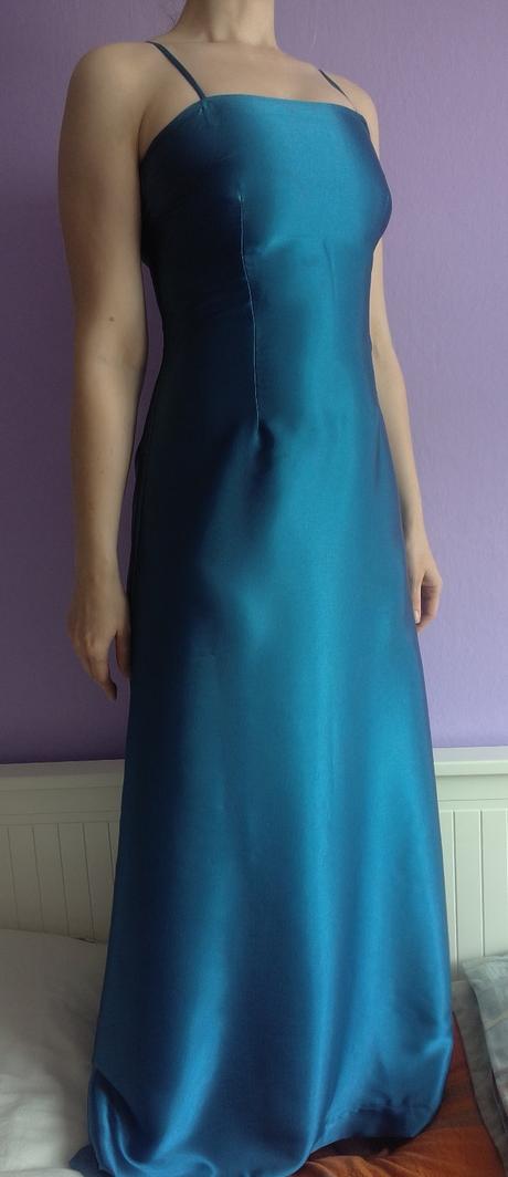 Petrolejové šaty satéové, xs