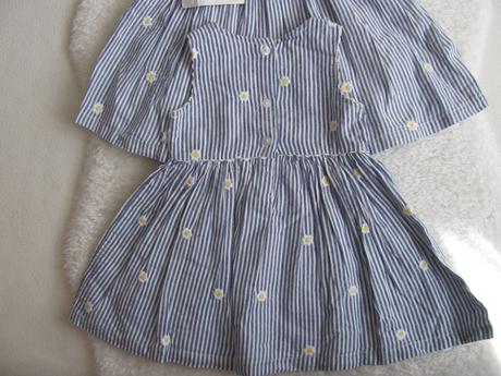Letní plátěné pruhované šatičky- dvojčata, 74