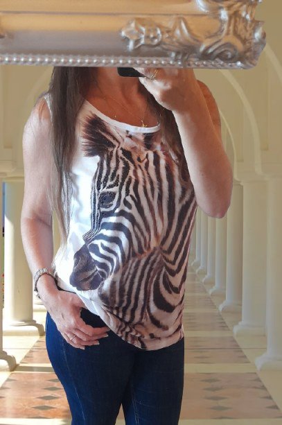 Zebra bílý letní top maxi blue, 42