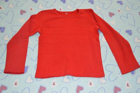 Červené bavlněné tričko, dl. rukáv, 116