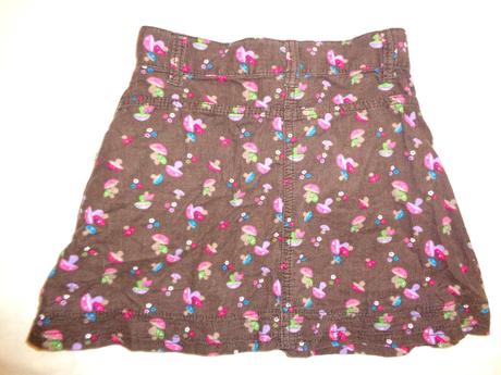 Hnědá manžestrová sukně s houbičkami, topolino,104