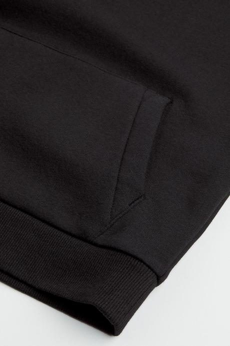 Černá mikina s kapucí a klokaní kapsou, h&m,134