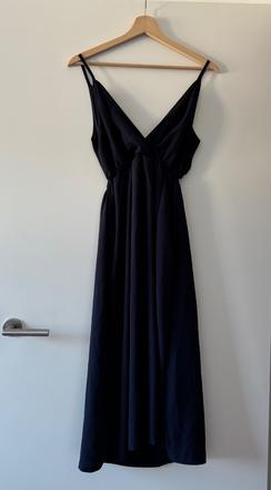 Modré delší šaty s rozparkem vel.xs / 34, xs