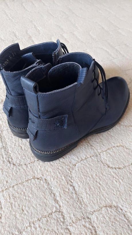 Modré kožené zateplené boty, vel. 39, 39