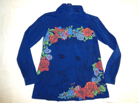 Nádherný modrý top s růžičkami, 128