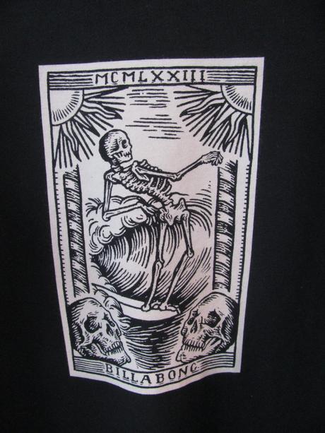 Černé bavlněné tričko, potisk kostlivec, billabong,164