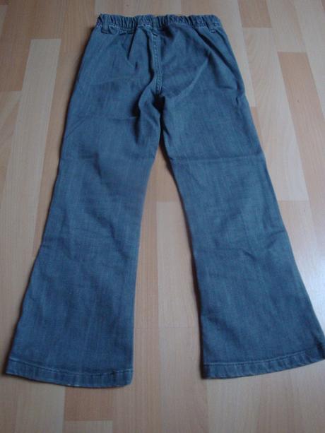 Džíny - světle šedé s růžemi, vel. 116, 116