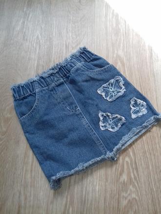 Riflová sukýnka s motýlky, 110