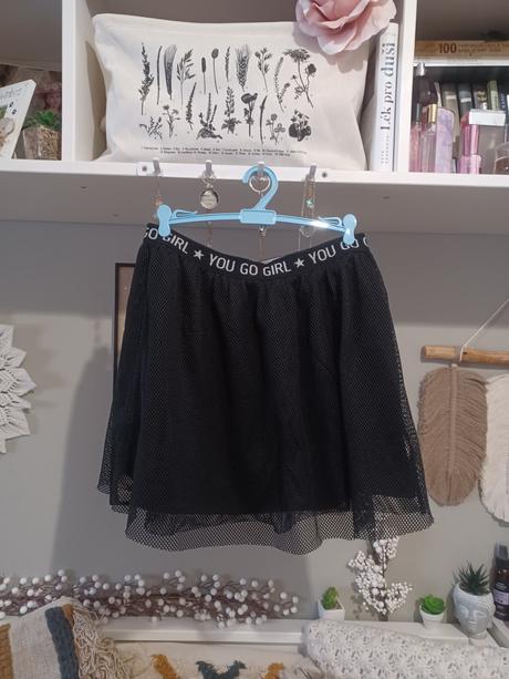 Tylová sukně s nápisem 158/164, xs/s, takko,164