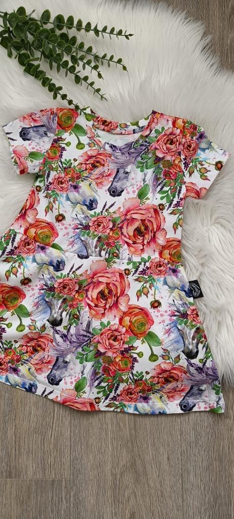 Šaty noemi - jednorožci v kvítí - limitka, 80 - 140