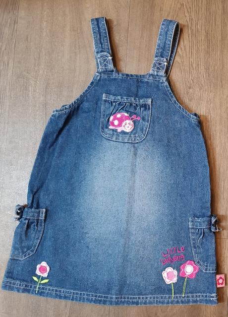 2x dívčí džínové sukně s laclem,vel.80/86 a 104, 80