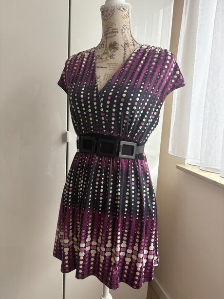 Tunika fialovo-černo-bílá v provedení heine 34, s