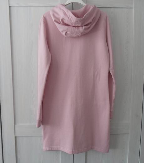 Růžová dlouhá mikina na zip s kapucí, s