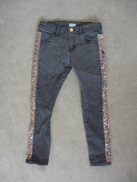 Dívčí úzké džíny s flitry, vel. 122, f&f,122