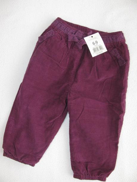 Dívčí vínové zateplené manšestrové kalhoty, george,74