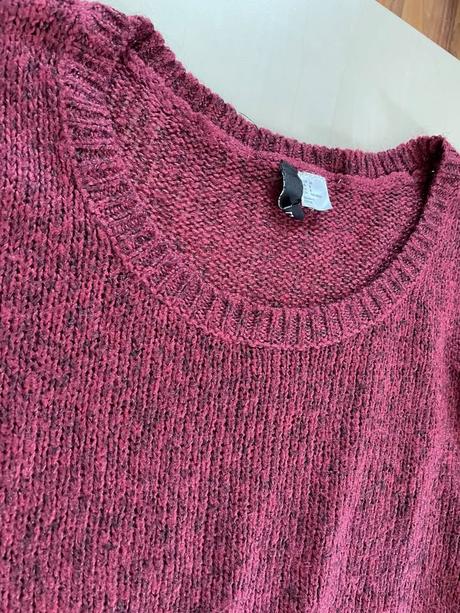 Fialový žíhaný svetr, vel m/l, hm, h&m,m