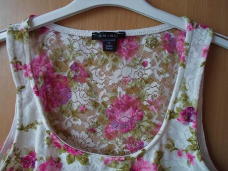 Bílé růžo krajkové květované tričko tílko top, amisu,xs