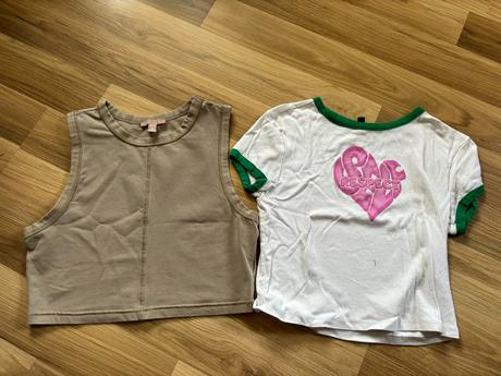 2x tričko/crop, h&m,m