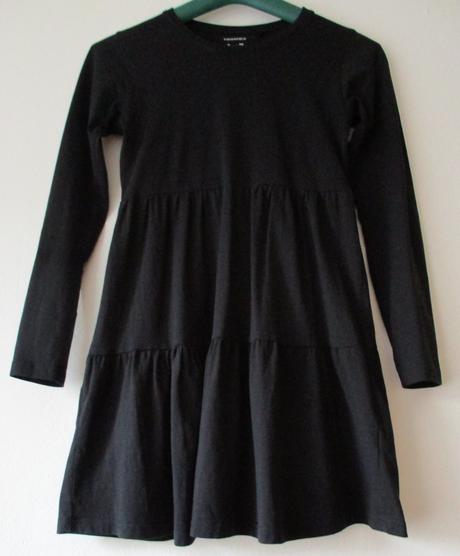 Dívčí bavlněné šaty černé dlouhý rukáv 158, gate,158