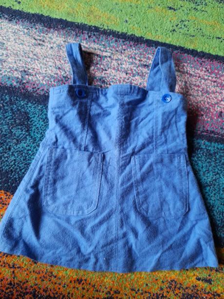 Modré bavlněné šité šatičky na holčičku na zip, 80
