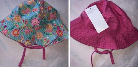 Oboustranný letní tyrkys-růžový klobouk 12-18m, h&m,80