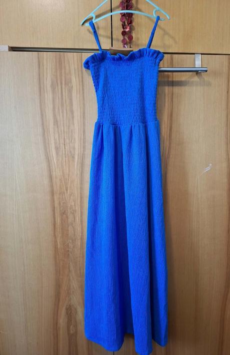 Dlouhé modré šaty h&m xs krásný střih, h&m,xs