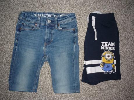 Džínové a balvněné kraťasy vel 134, 134