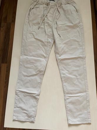 Béžové kalhoty s tkanicí, vel xs, menší postava, m, xs