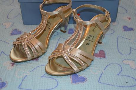 Zlaté společenské boty na podpatku, 36